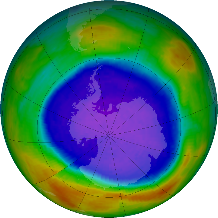 Antarctic ozone map for 25 September 1994